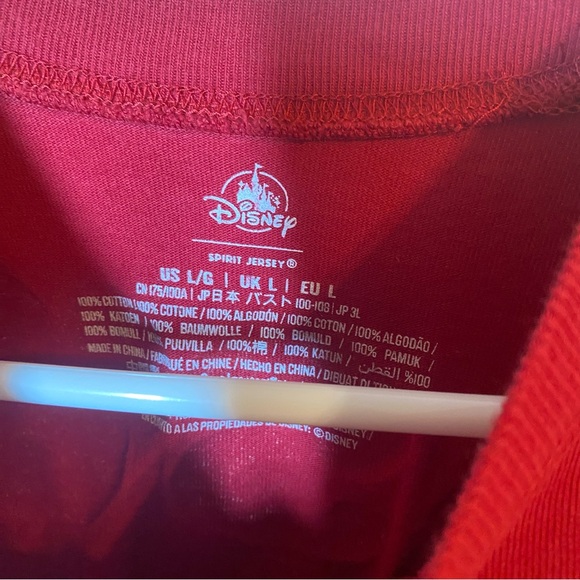 Disney Mickey Mouse Holiday Plaid Spirit Jersey in Red Seasons Greetings L - Picture 5 of 6